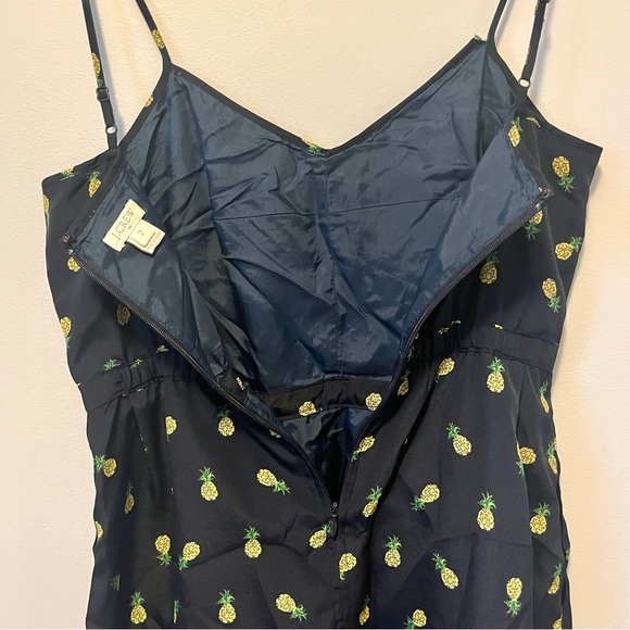 j.crew • navy blue pineapple 🍍 print spaghetti strap a-line mini dress - Picture 13 of 17